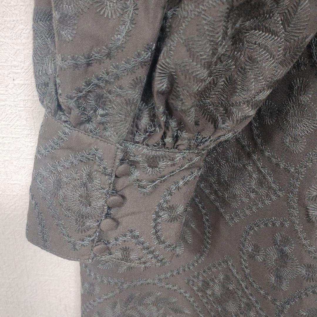 ビームスハート 黒い総刺繍入り 長袖ワンピース オーバーサイズ 9