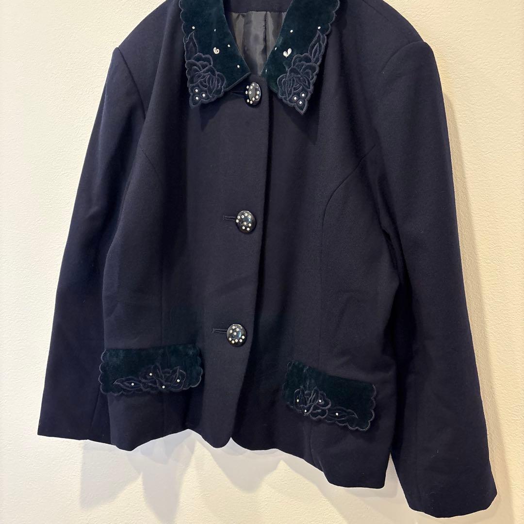 ジャケット ブレザー　刺繍 ベロア襟 ネイビー 15AR フォーマル　入学式 3