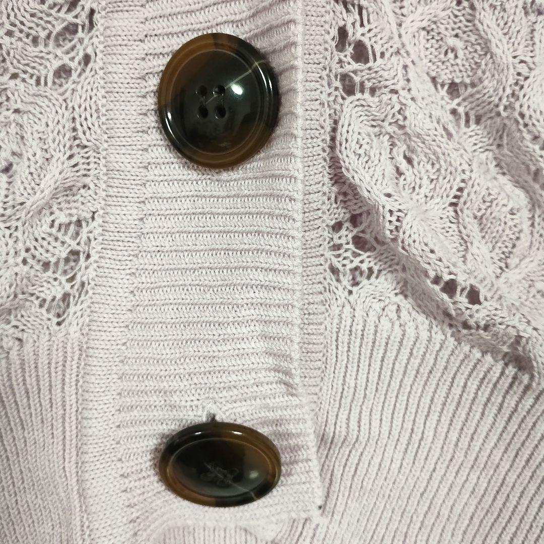 Heatherラベンダー レース編み 5分袖カーディガン F 春色 カジュアル 4