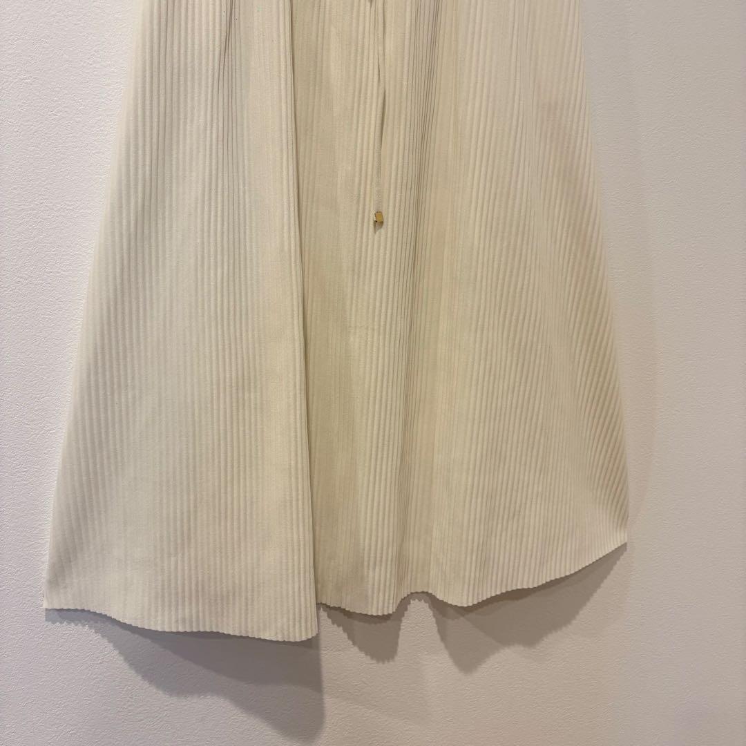 フレアスカート ロング プリーツ　ウエストゴム アイボリー ベージュ　白　S 3