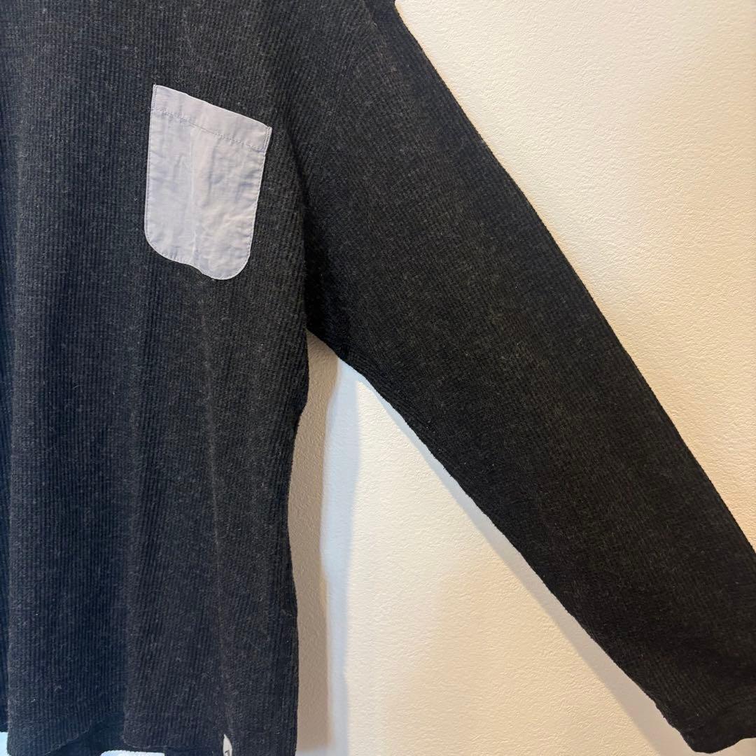 フィールドコア 長袖カットソー ワッフル ポケット 黒 ブラック　S 無地 3