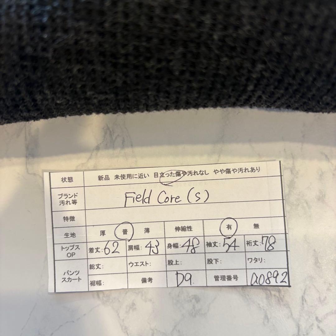 フィールドコア 長袖カットソー ワッフル ポケット 黒 ブラック　S 無地 6