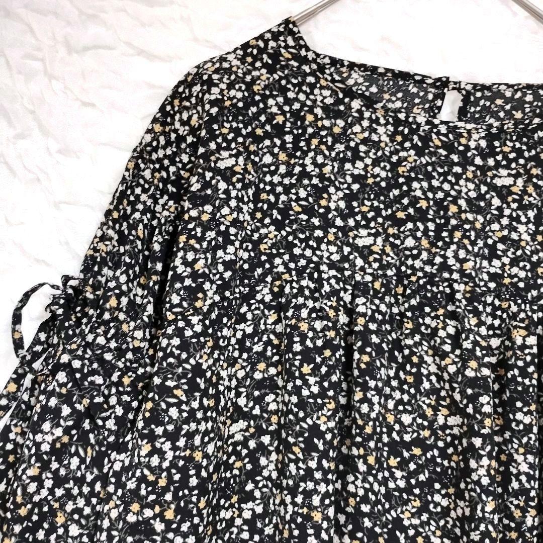 COHINAコヒナ 総花柄 長袖ブラウス Fサイズ 軽やか リボン パフスリーブ 2