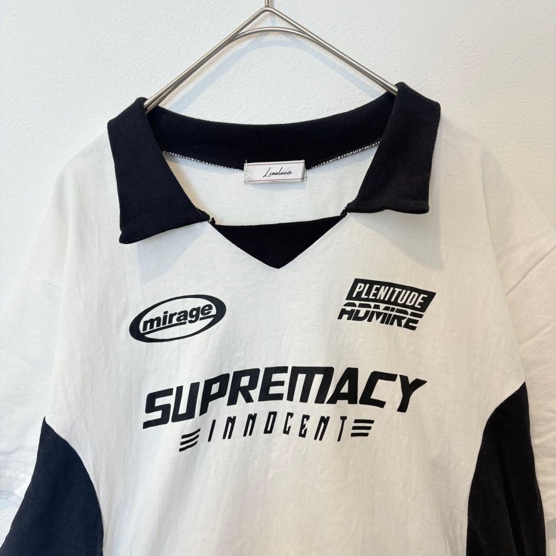 .Tシャツ　半袖　ロゴ入り 白黒 Mサイズ　レディース　スポーティー　シンプル 2