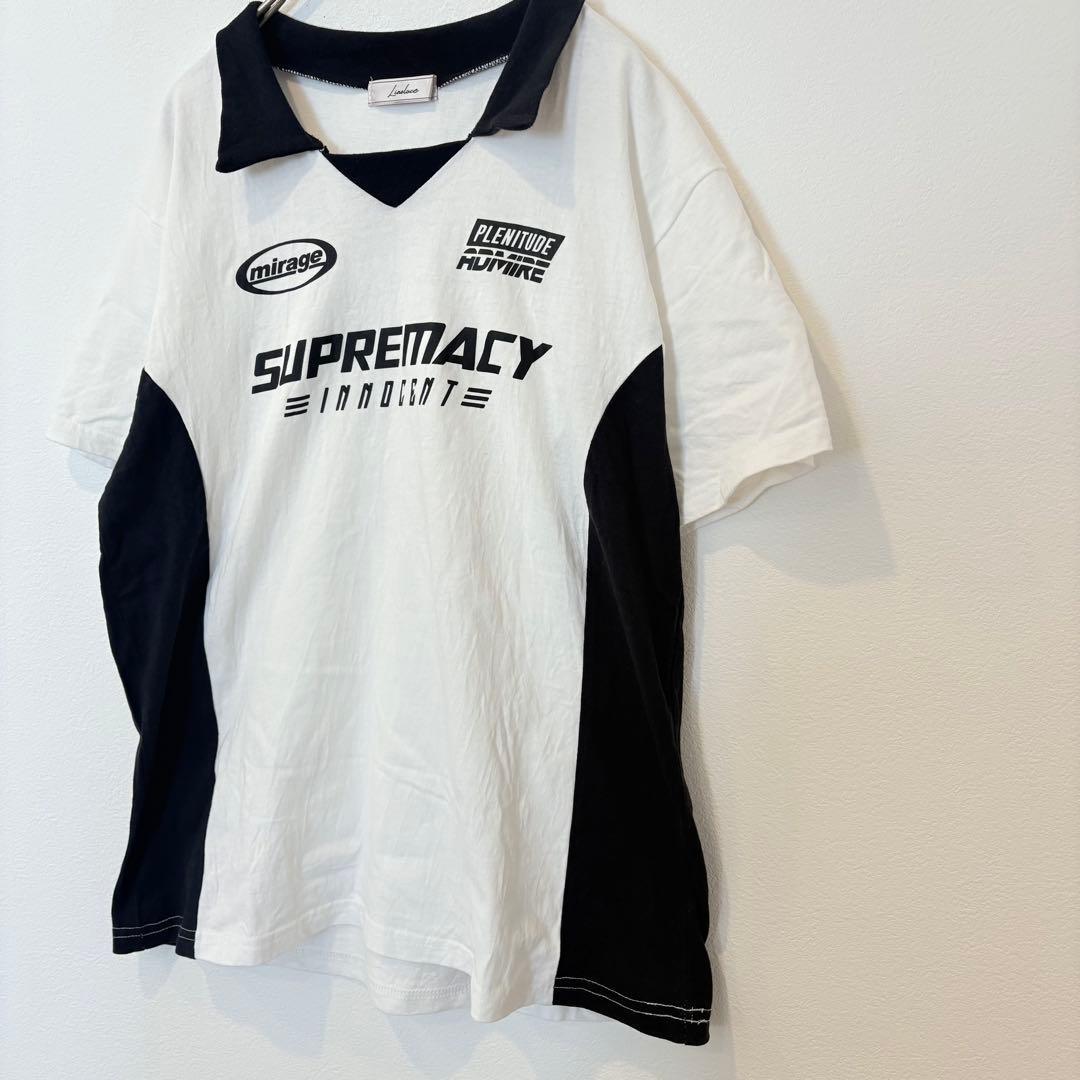 .Tシャツ　半袖　ロゴ入り 白黒 Mサイズ　レディース　スポーティー　シンプル 3