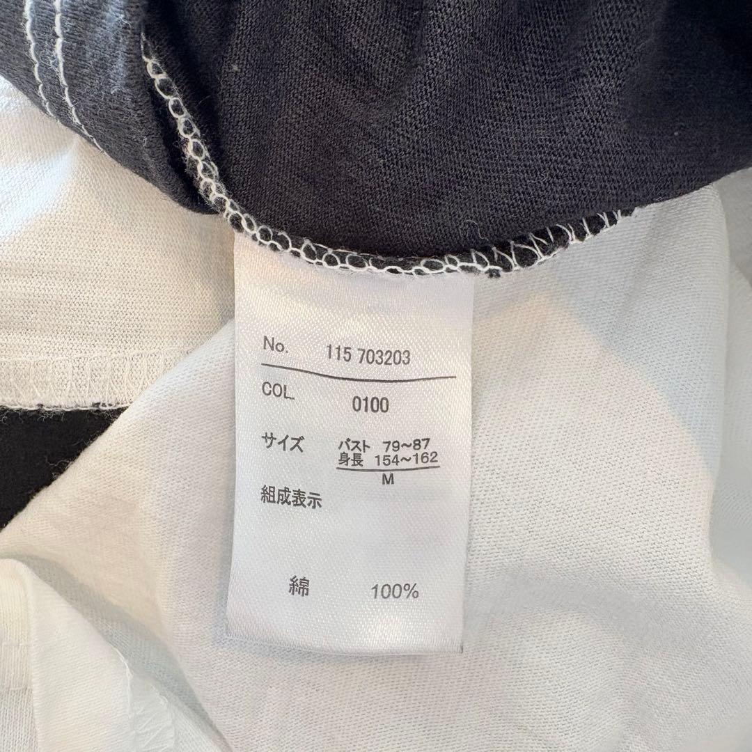 .Tシャツ　半袖　ロゴ入り 白黒 Mサイズ　レディース　スポーティー　シンプル 8
