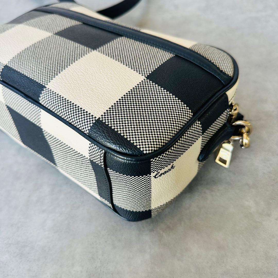 COACH Gingham Check Double Zip Shoulder 12