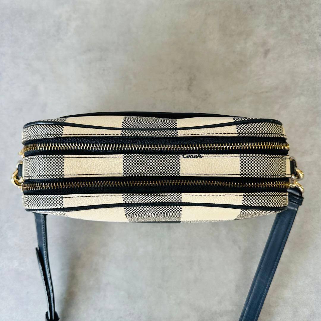 COACH Gingham Check Double Zip Shoulder 13