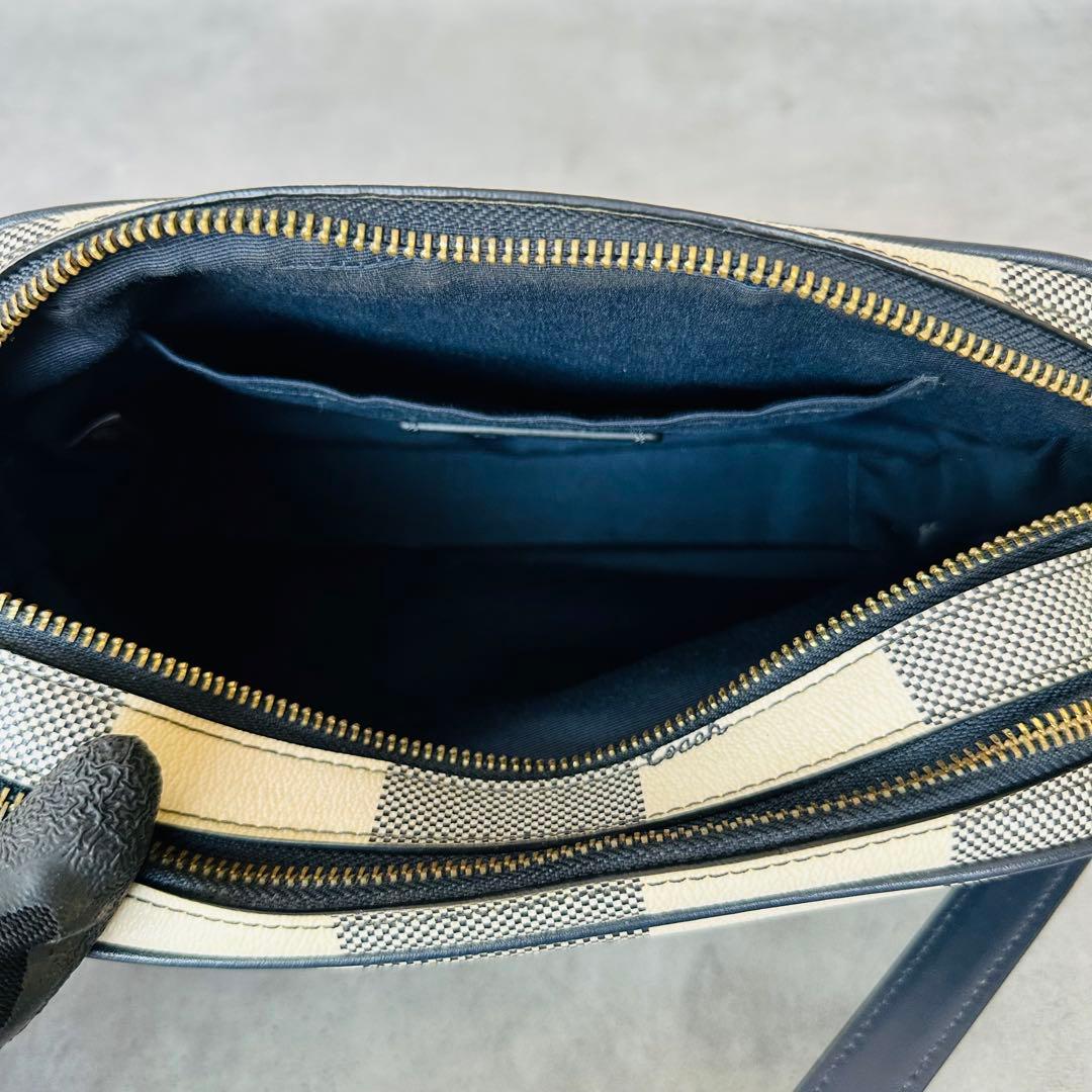 COACH Gingham Check Double Zip Shoulder 14