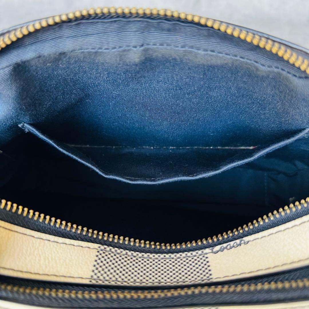 COACH Gingham Check Double Zip Shoulder 15