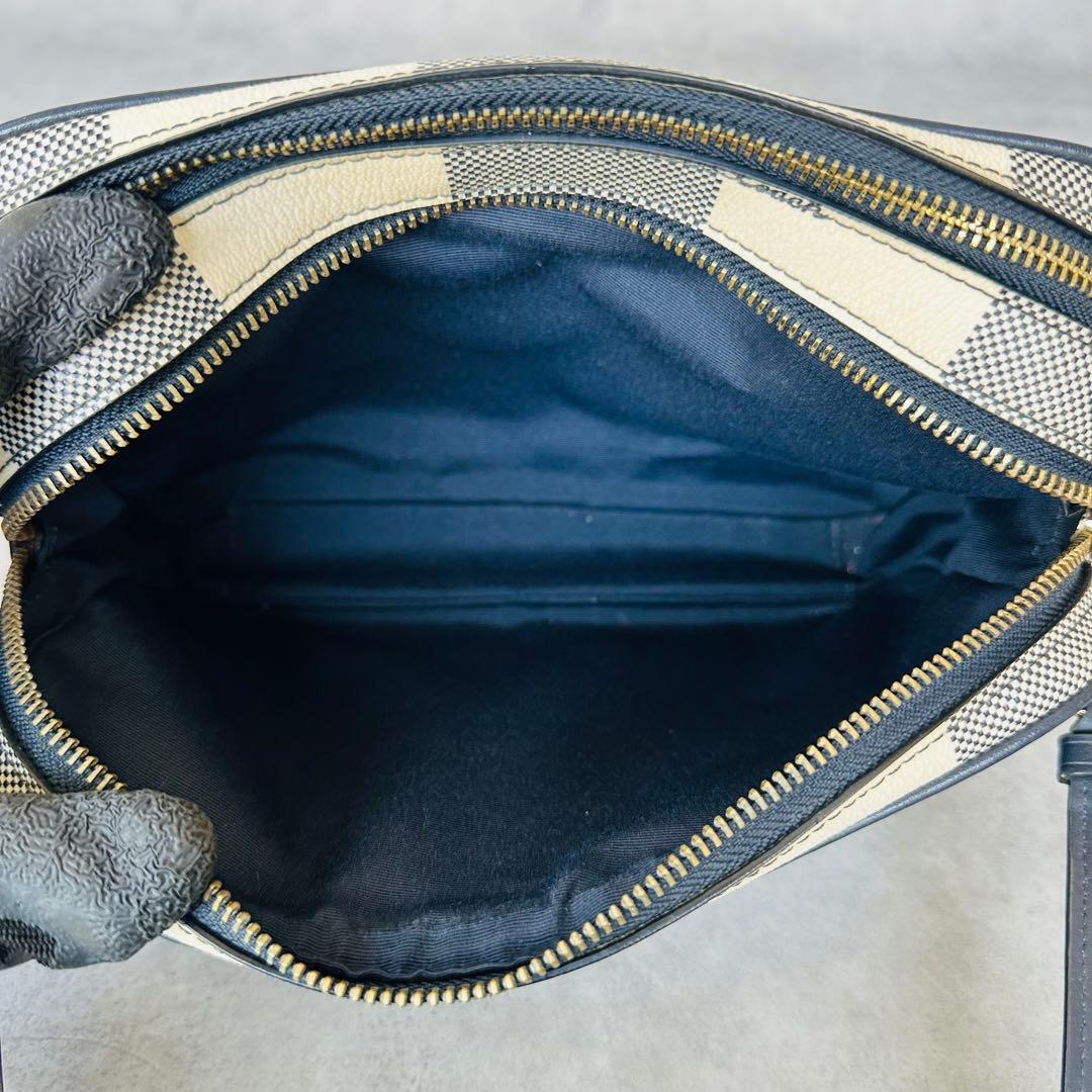 COACH Gingham Check Double Zip Shoulder 16