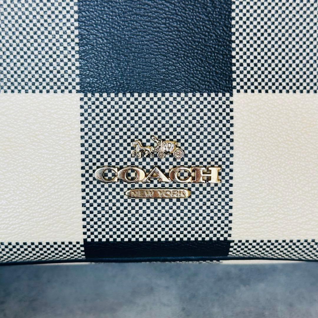 COACH Gingham Check Double Zip Shoulder 17