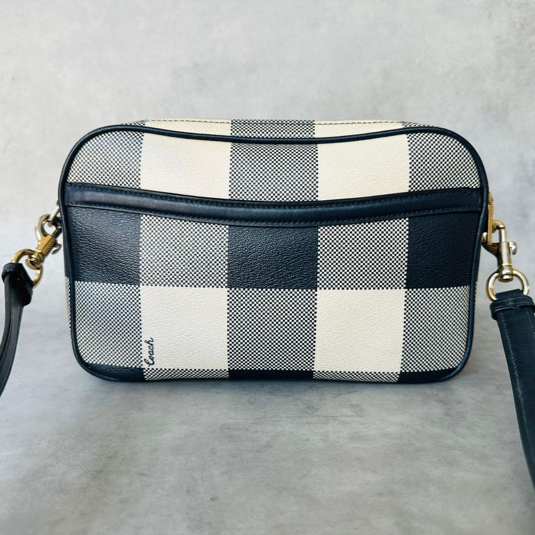 COACH Gingham Check Double Zip Shoulder 3