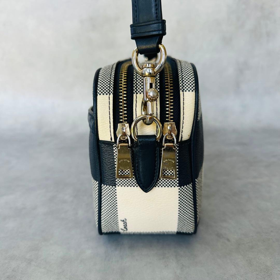 COACH Gingham Check Double Zip Shoulder 5