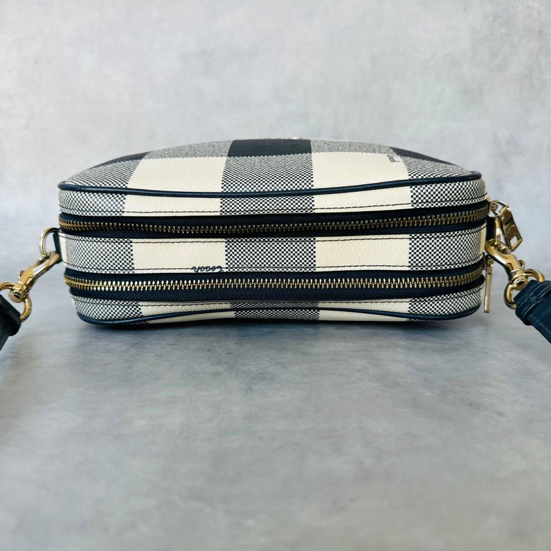COACH Gingham Check Double Zip Shoulder 7