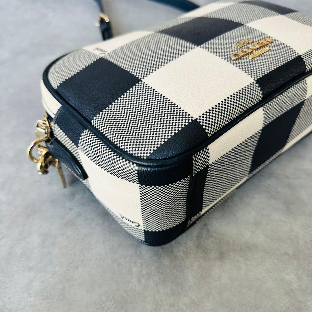 COACH Gingham Check Double Zip Shoulder 9