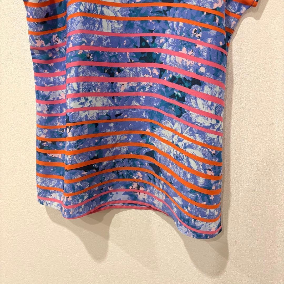 .バナナリパブリック 総柄 半袖ブラウス ボーダー　青 S トップス　上品 5