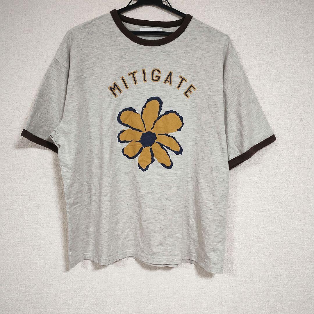【MONO-MARTモノマート】 花柄プリント Tシャツ 半袖 グレー Fサイズ