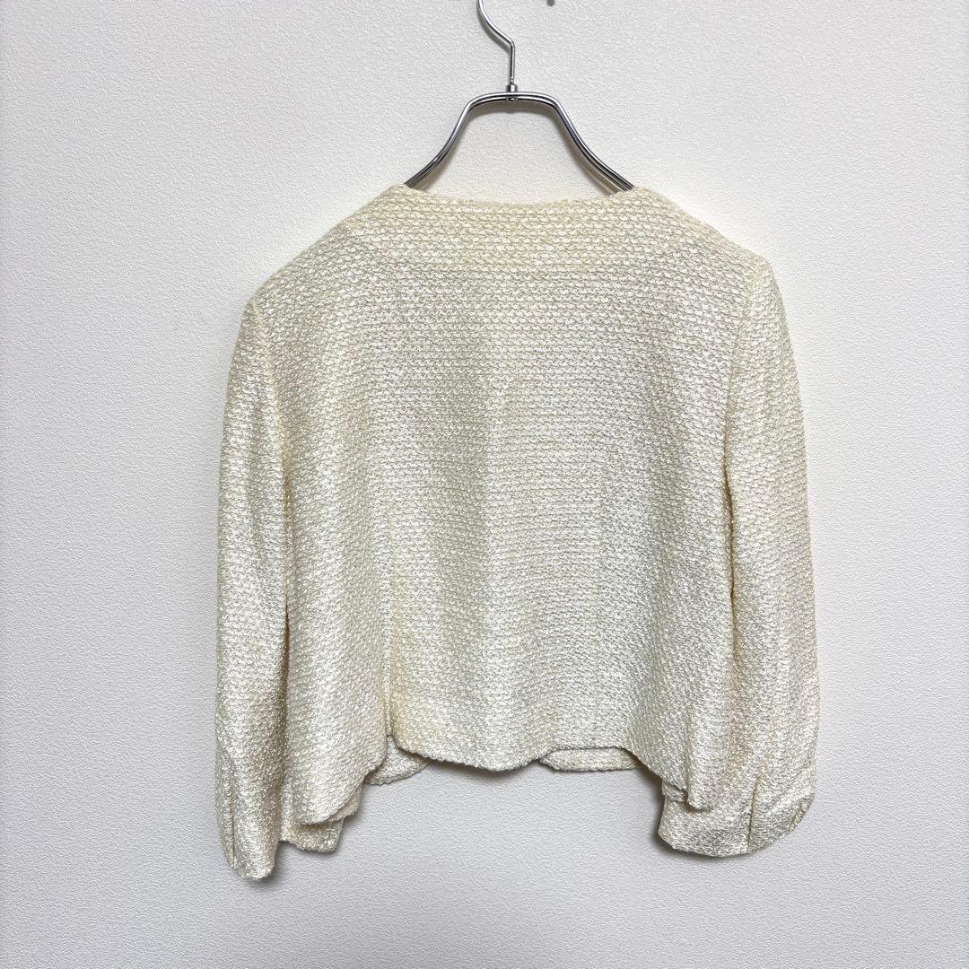 PASSIONE ノーカラーレースジャケット M 38 アイボリー日本製d681 13