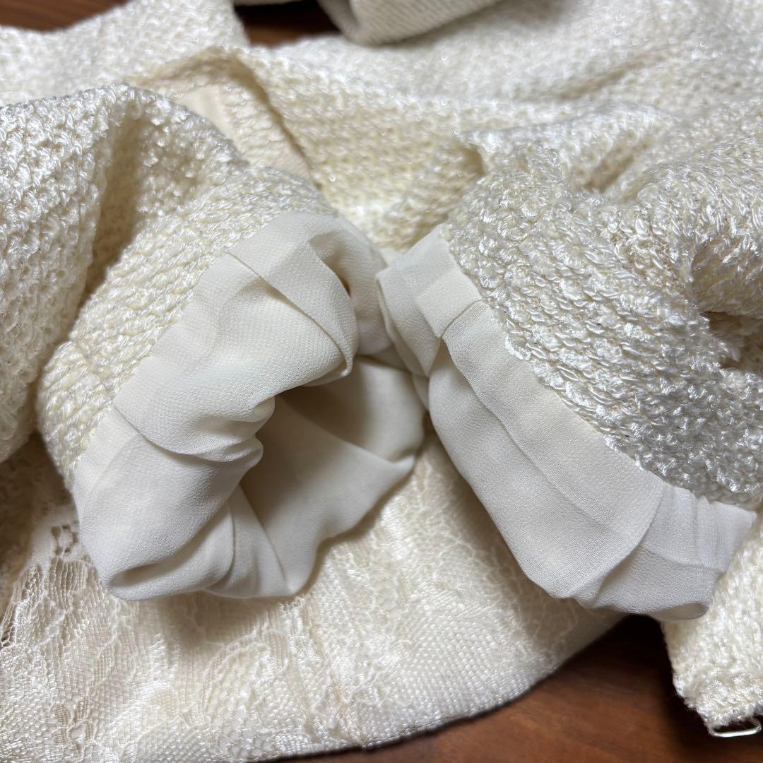 PASSIONE ノーカラーレースジャケット M 38 アイボリー日本製d681 16