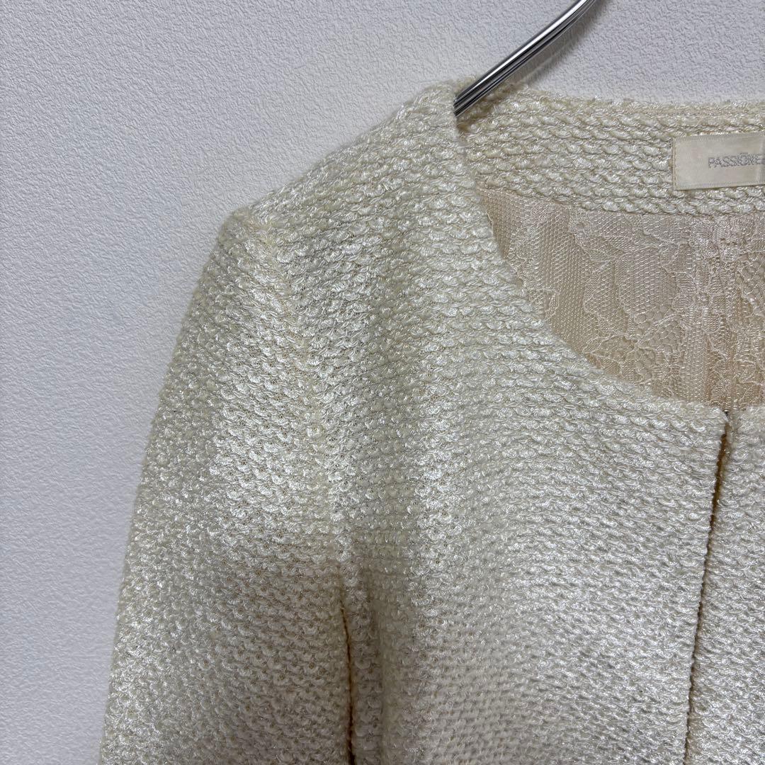 PASSIONE ノーカラーレースジャケット M 38 アイボリー日本製d681 4