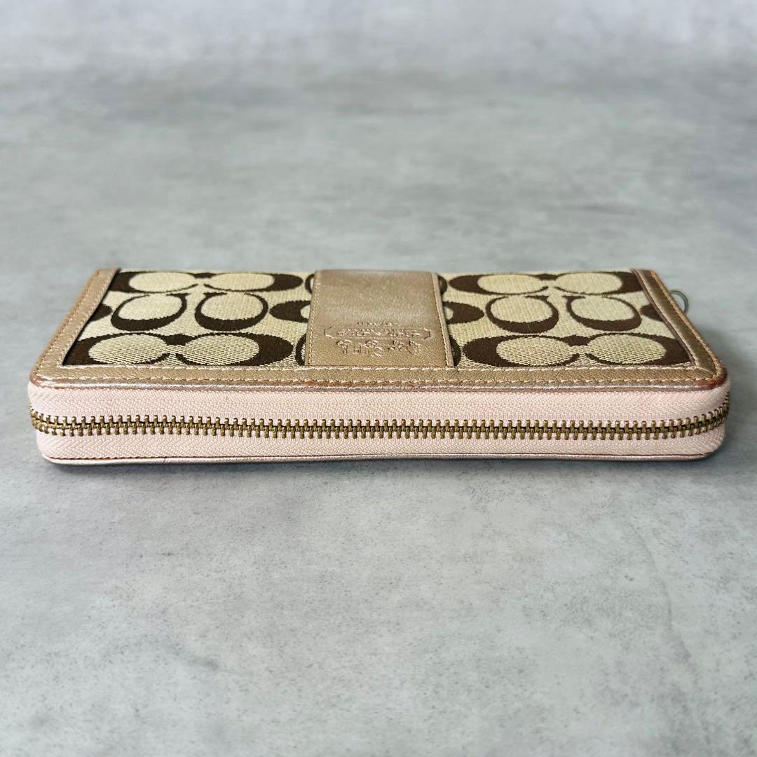 COACH シグネチャー ホースキャリッジ　ラウンドジップ長財布 4