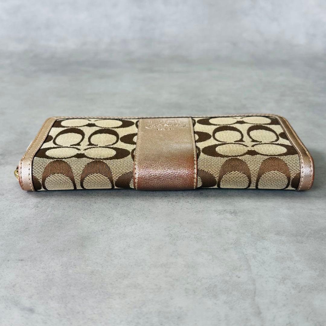 COACH シグネチャー ホースキャリッジ　ラウンドジップ長財布 5