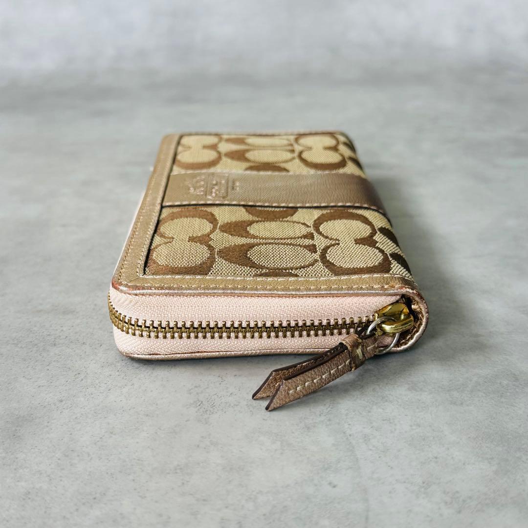 COACH シグネチャー ホースキャリッジ　ラウンドジップ長財布 6