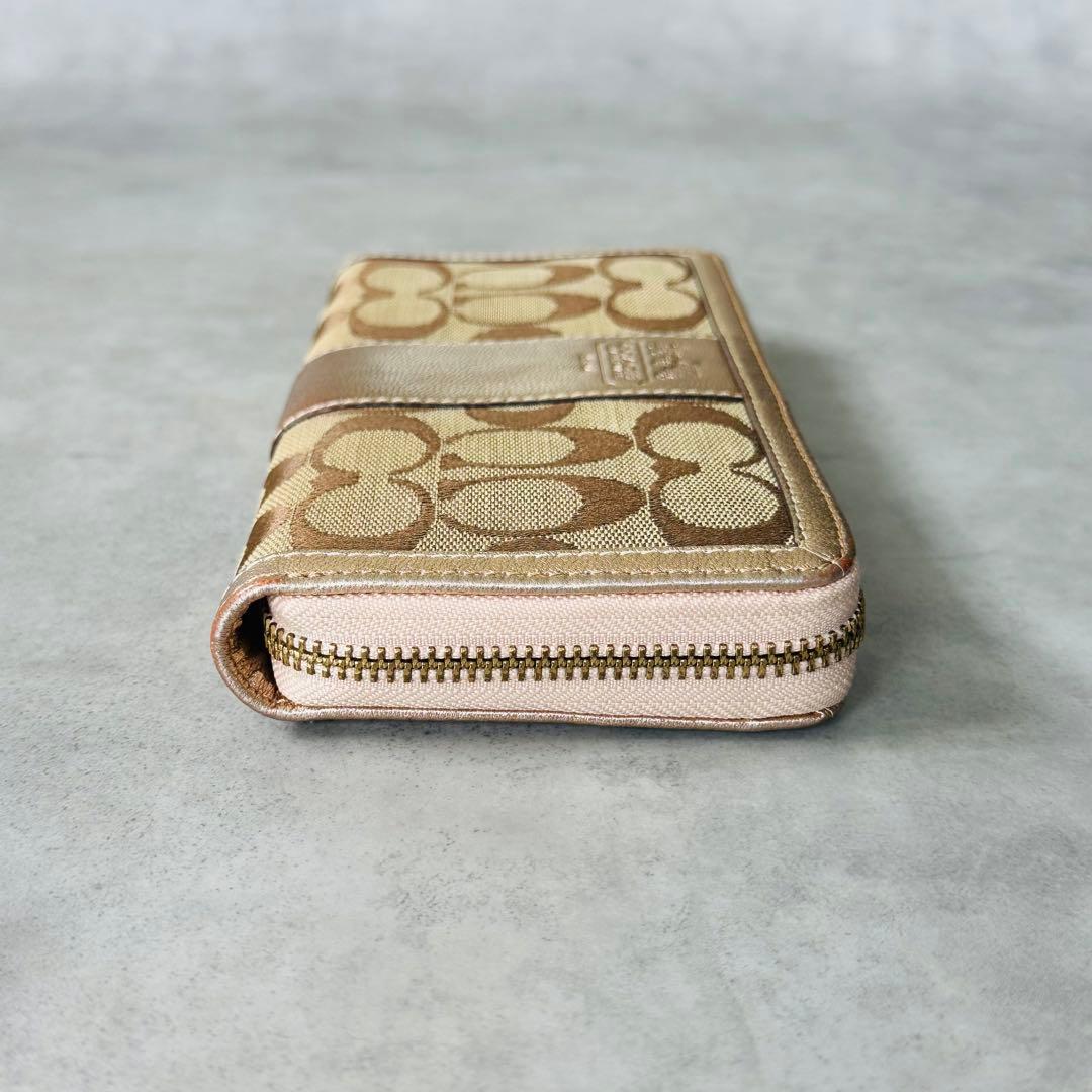 COACH シグネチャー ホースキャリッジ　ラウンドジップ長財布 7