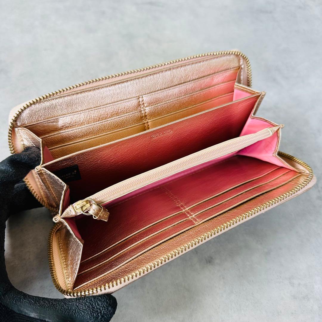 COACH シグネチャー ホースキャリッジ　ラウンドジップ長財布 10