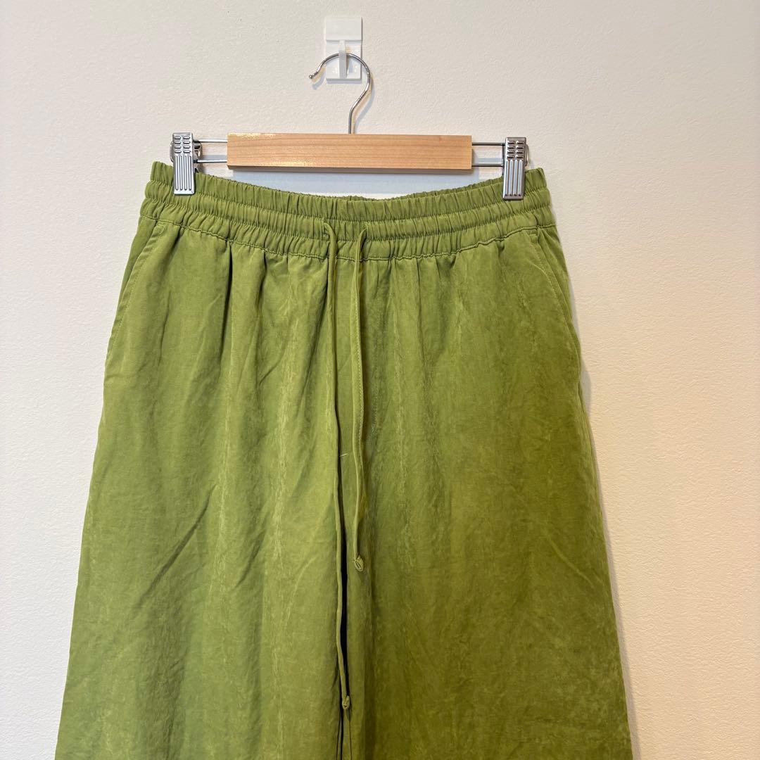 リエディ ワイドパンツ イージー ウエストゴム 緑 グリーン　M ガウチョ 2