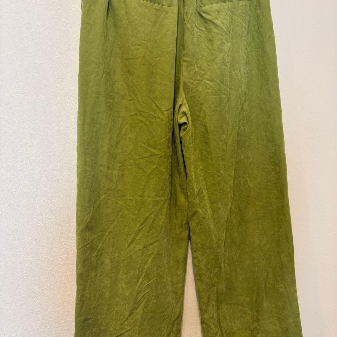 リエディ ワイドパンツ イージー ウエストゴム 緑 グリーン　M ガウチョ 7