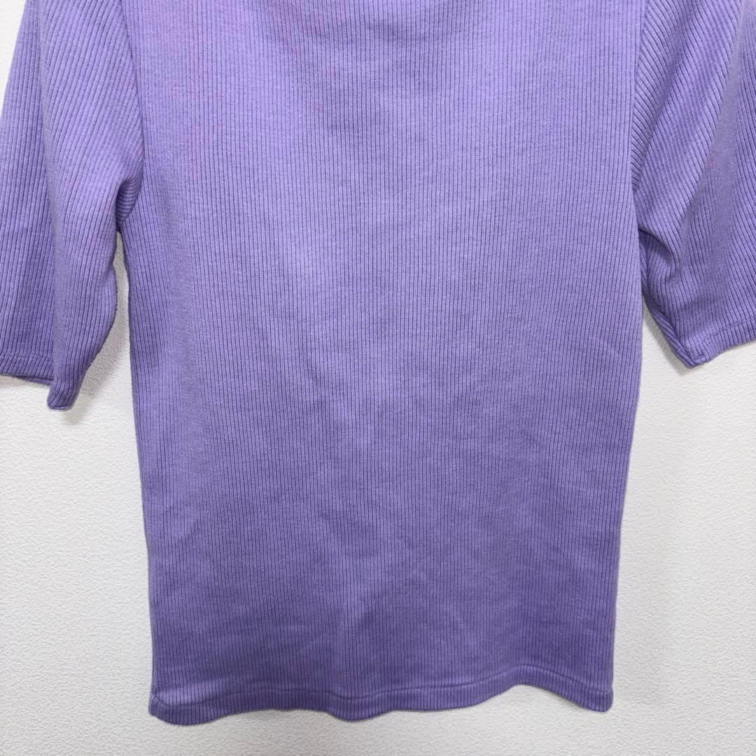 RESEARCH パープル五分袖リブトップス F日本製d661 12