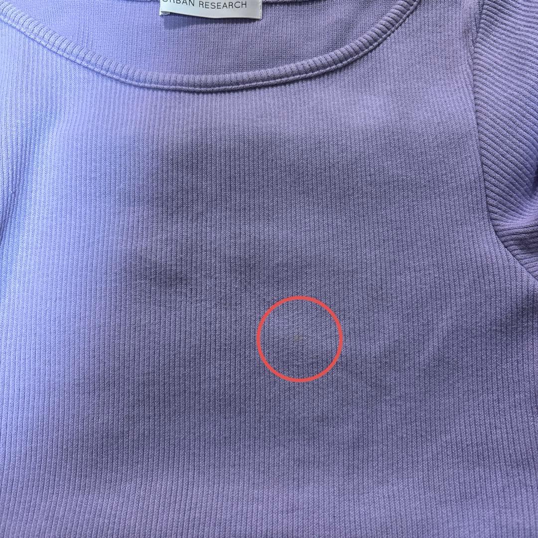 RESEARCH パープル五分袖リブトップス F日本製d661 15