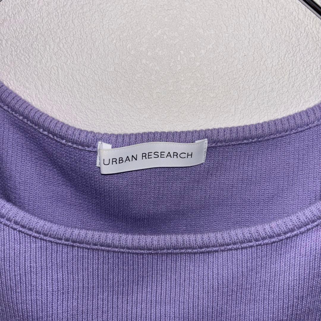RESEARCH パープル五分袖リブトップス F日本製d661 3