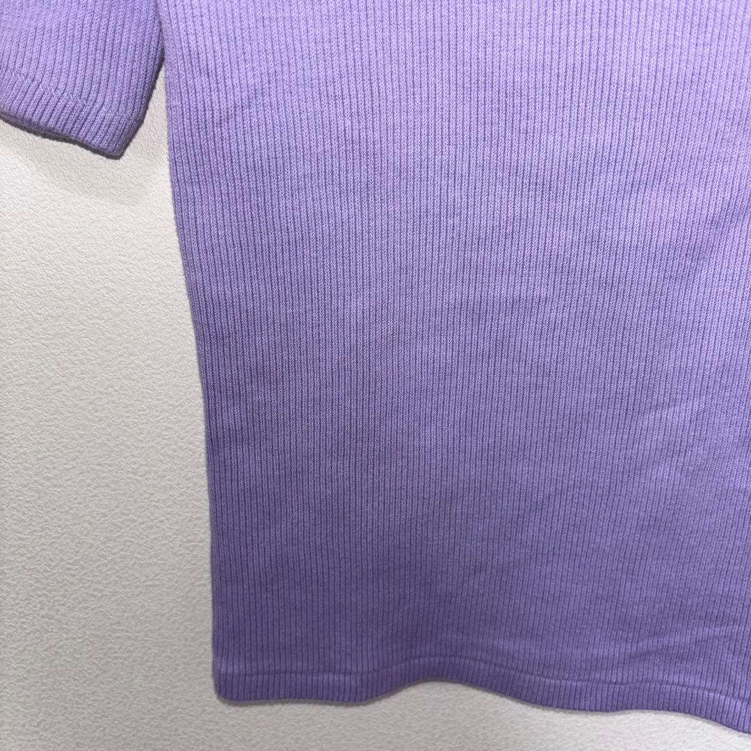 RESEARCH パープル五分袖リブトップス F日本製d661 6