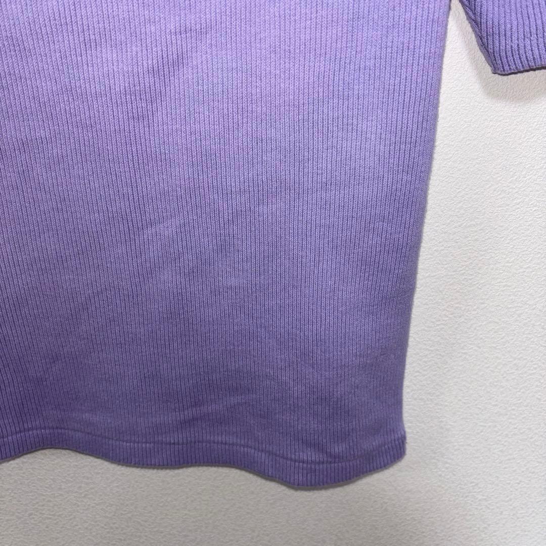 RESEARCH パープル五分袖リブトップス F日本製d661 9