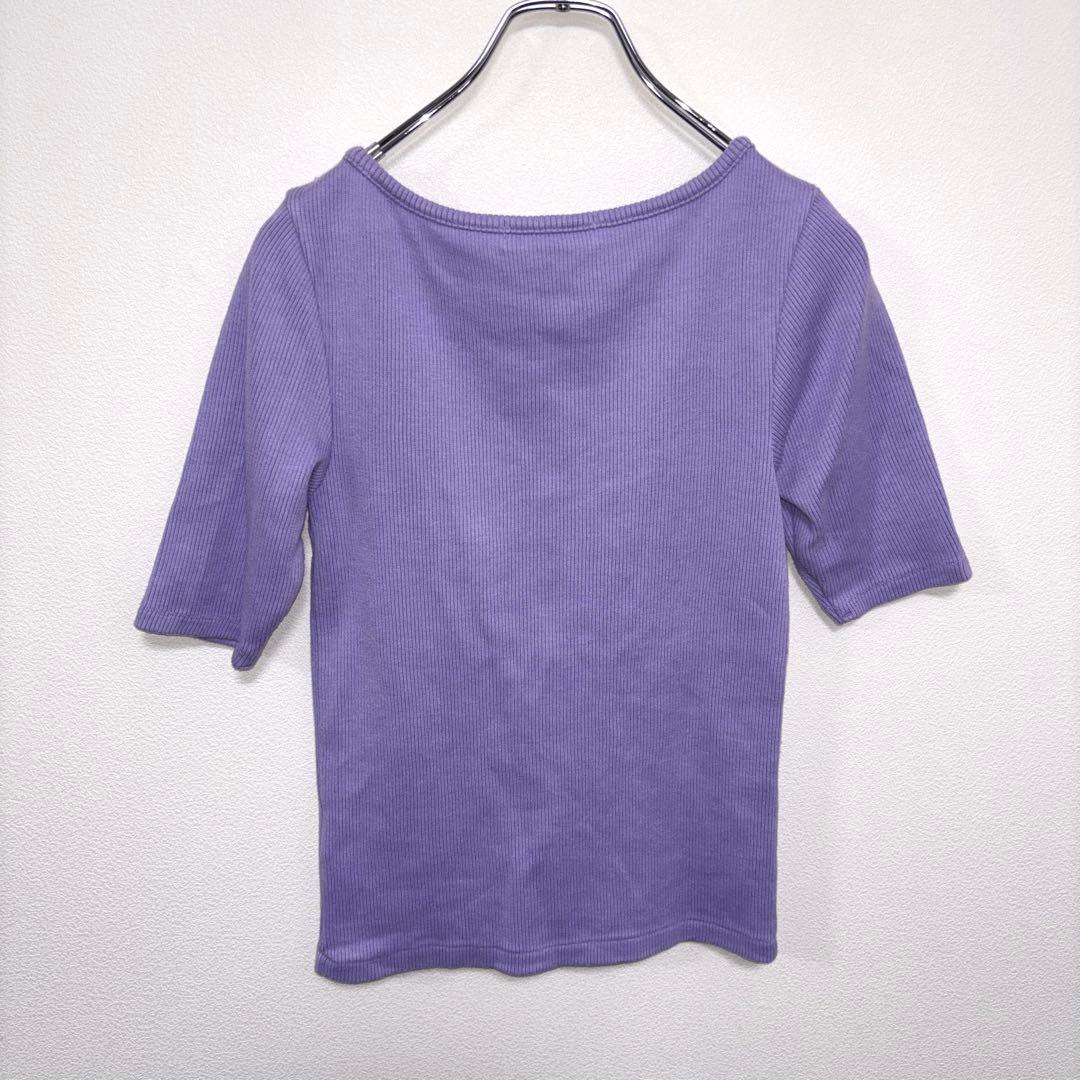 RESEARCH パープル五分袖リブトップス F日本製d661 10