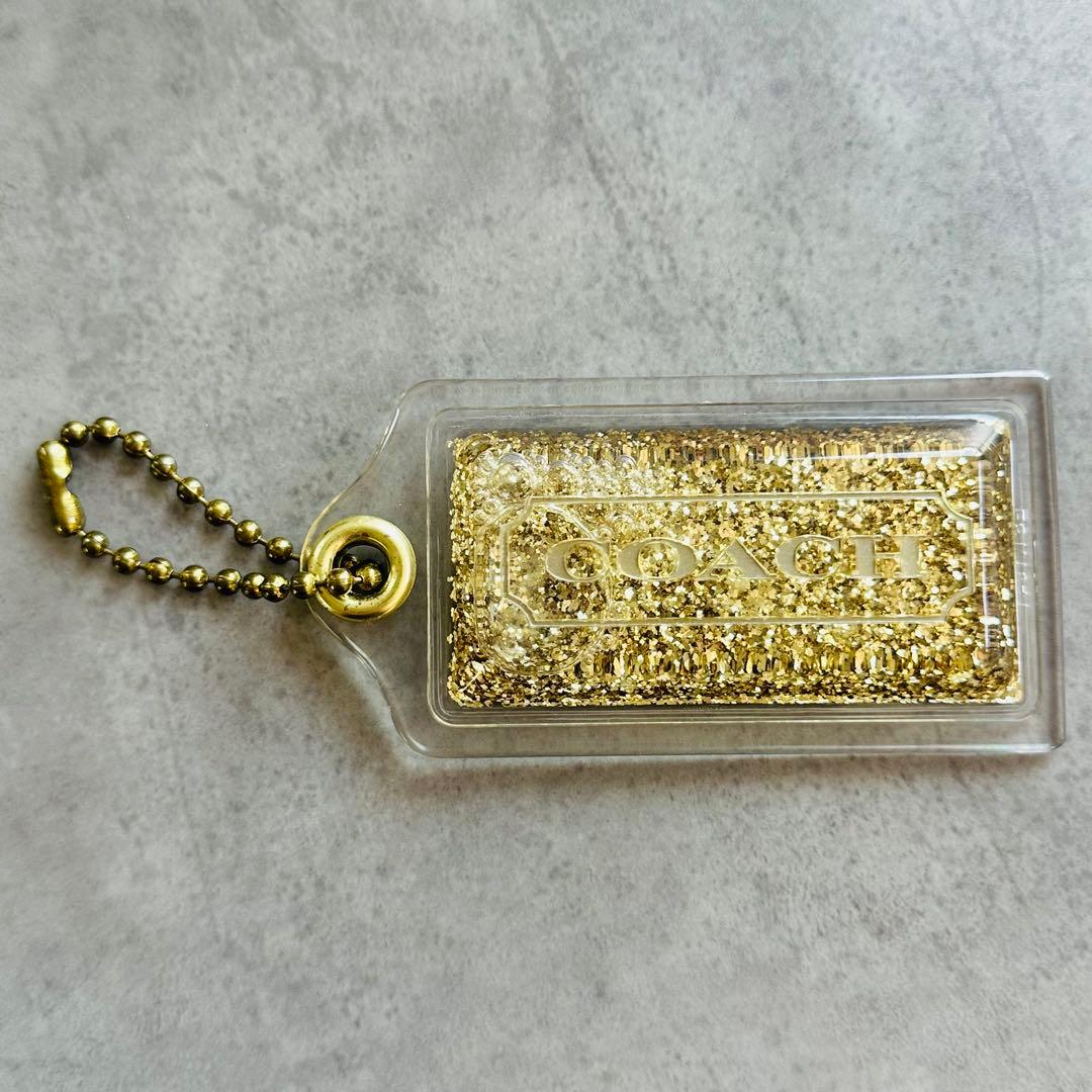 COACH poppy hangtag charm glitter GOLD ①
