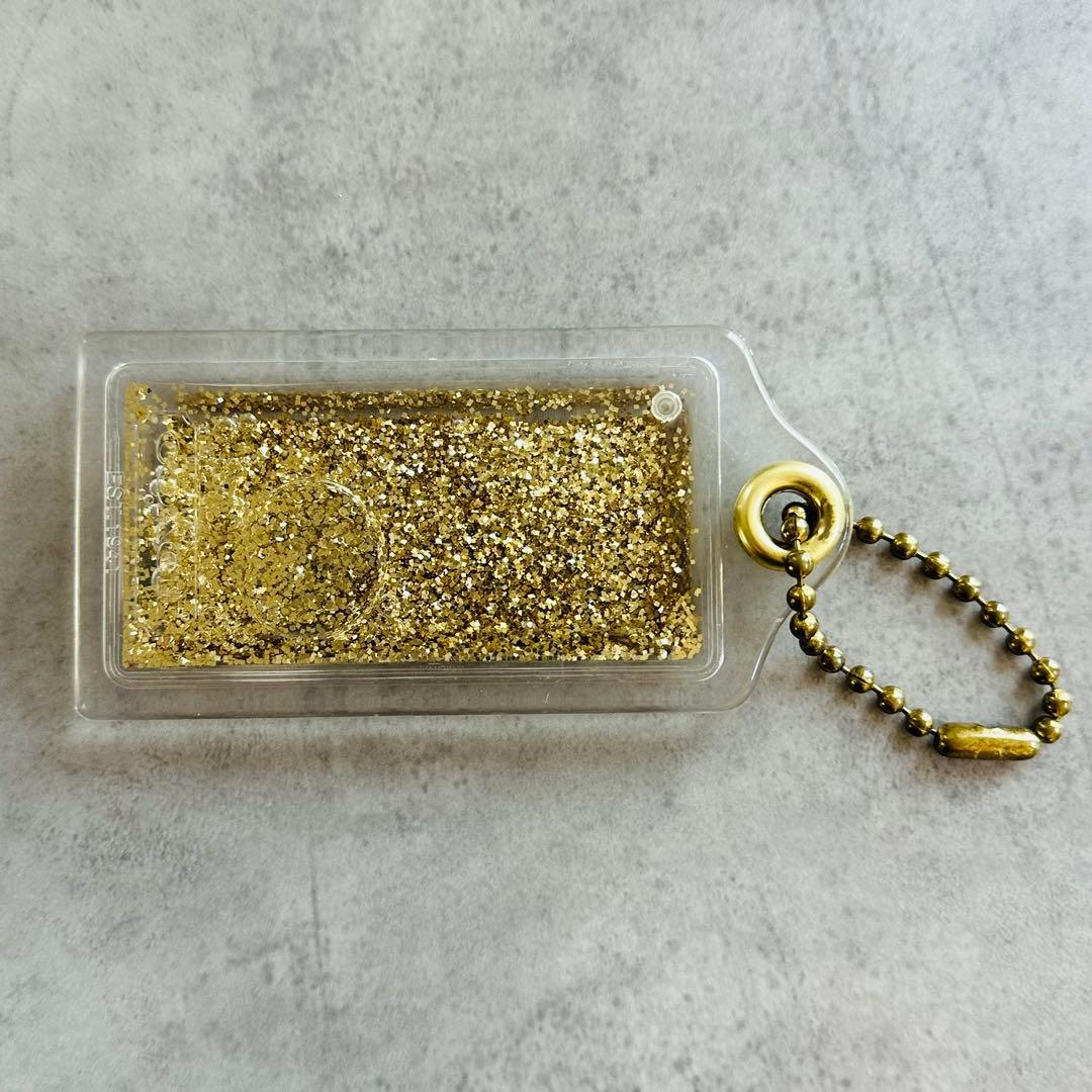 COACH poppy hangtag charm glitter GOLD ① 3
