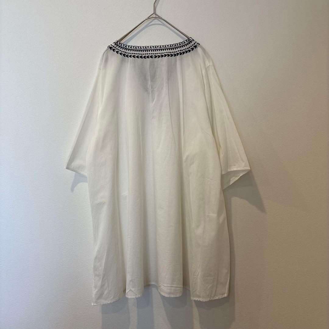 センスオブプレイス 刺繍 ワンピース チュニック 白 ホワイト　フリーサイズ 6