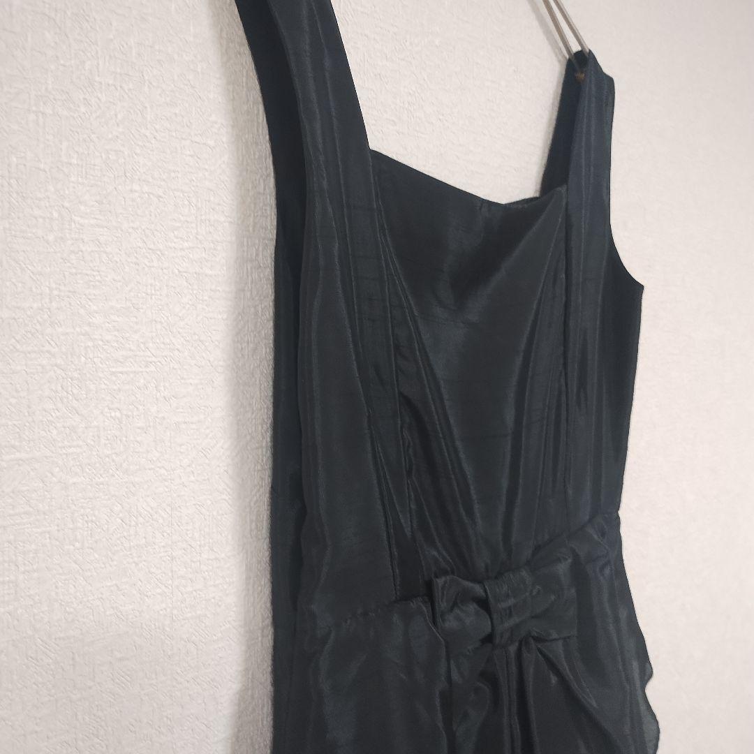 LAISSE PASSE レッセパッセ ブラックリボン付きミニドレス 38 5