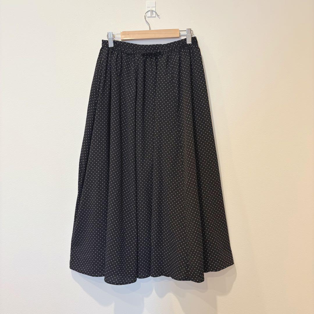 美品✨　グローバルワーク フレアスカート ロング　水玉　ドット　黒　ブラック