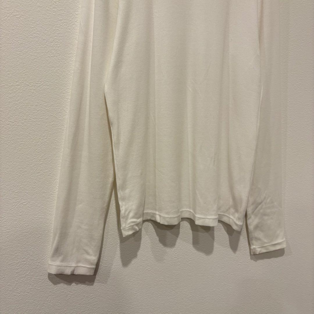 ユニクロ 長袖カットソー　白 ホワイト　L シンプル 無地　レディース 4