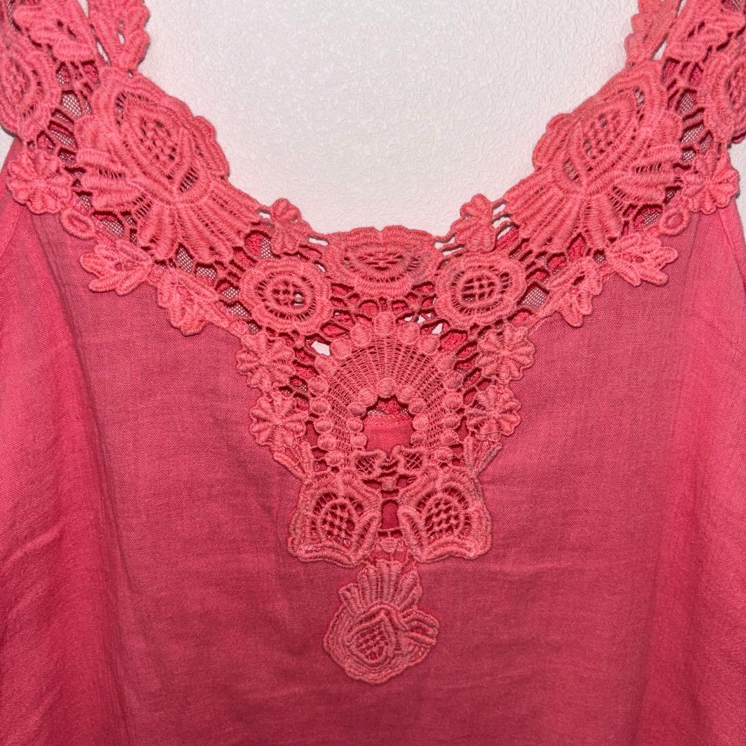 CECIL Mc BEE オフショルダー フリンジチュニック M ピンクd778 12