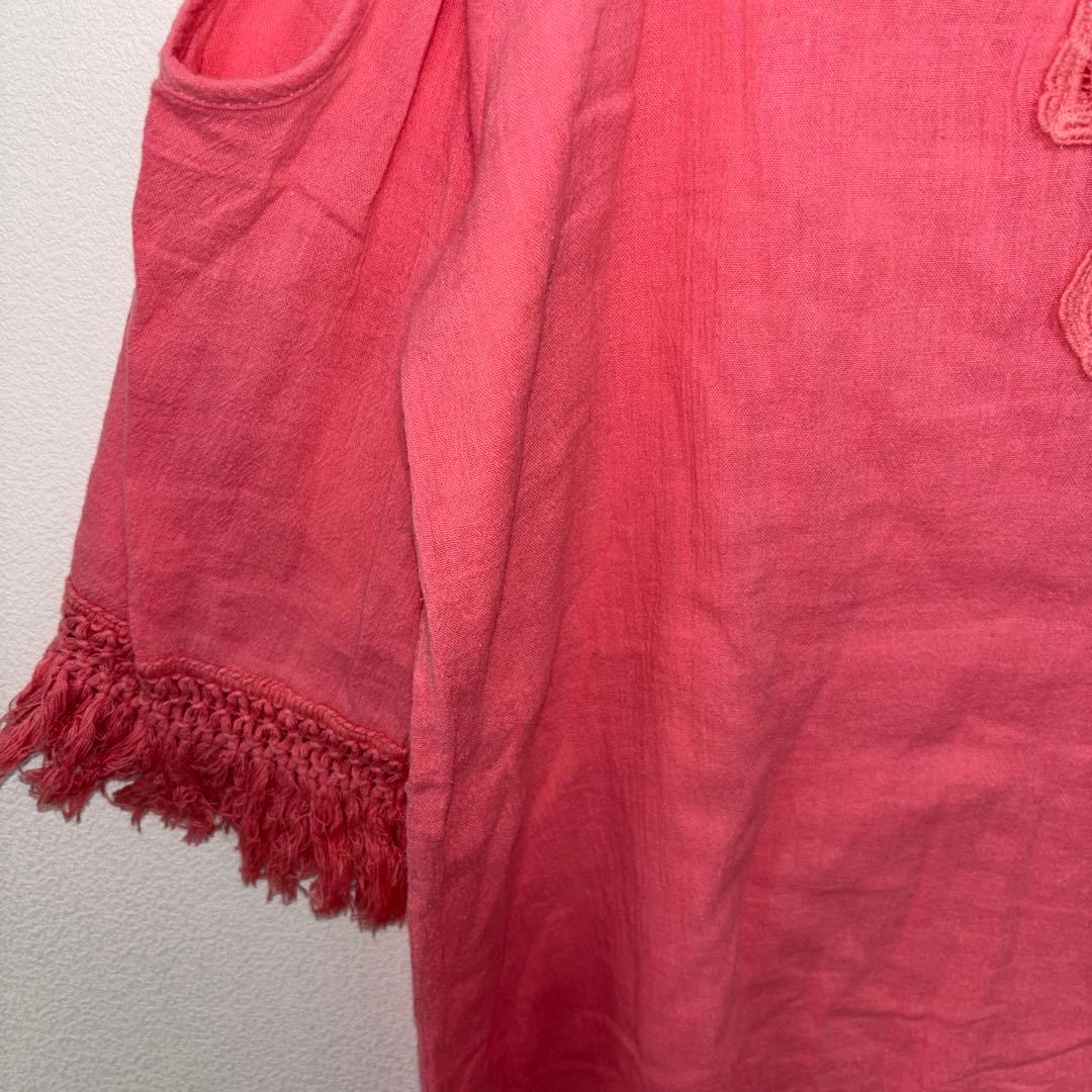 CECIL Mc BEE オフショルダー フリンジチュニック M ピンクd778 13