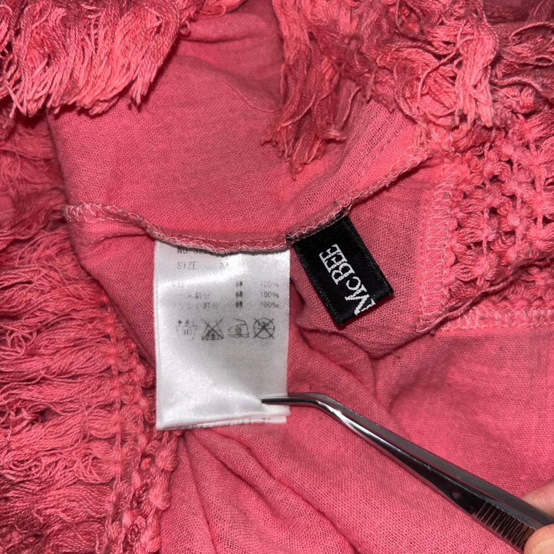 CECIL Mc BEE オフショルダー フリンジチュニック M ピンクd778 16