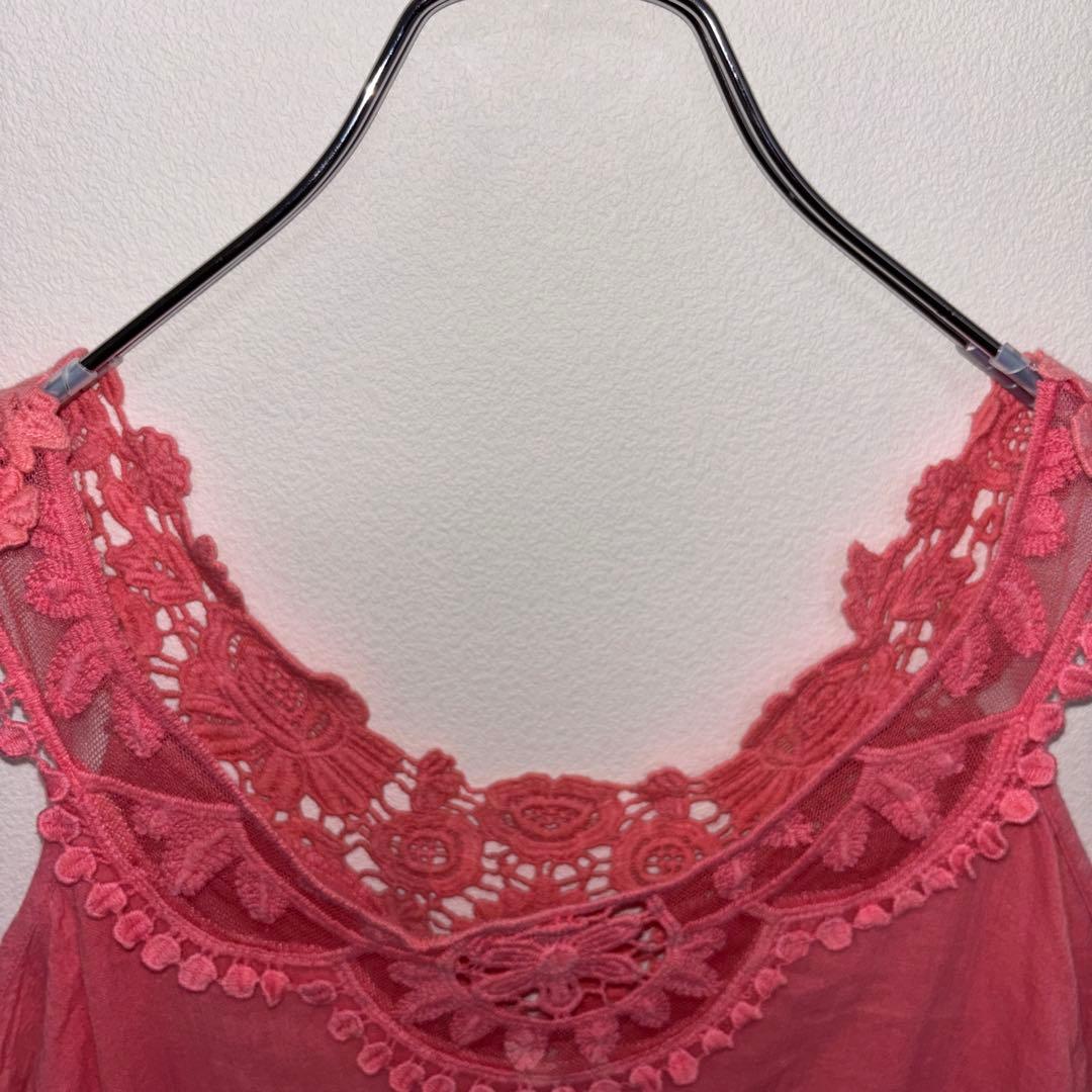 CECIL Mc BEE オフショルダー フリンジチュニック M ピンクd778 3