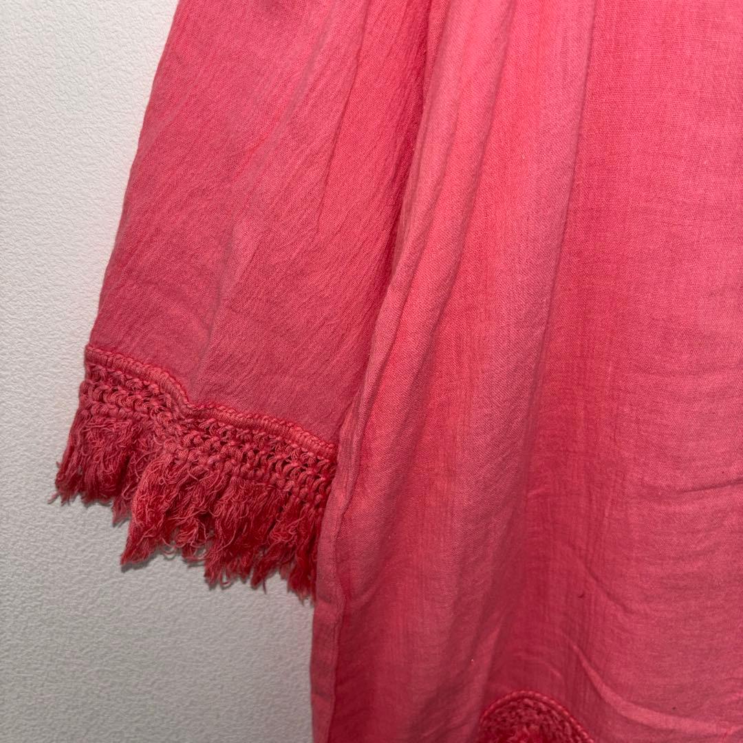 CECIL Mc BEE オフショルダー フリンジチュニック M ピンクd778 5