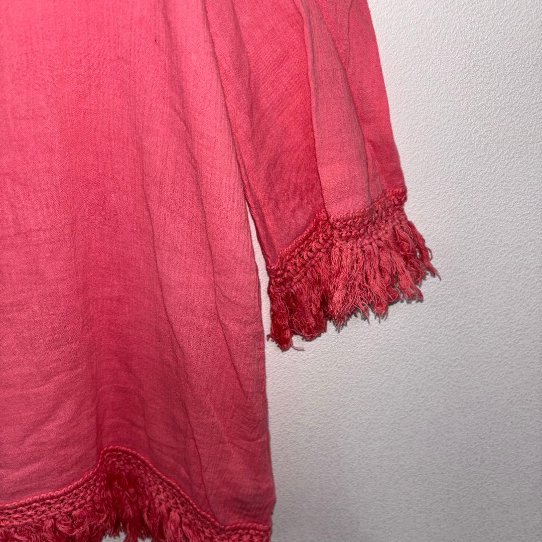 CECIL Mc BEE オフショルダー フリンジチュニック M ピンクd778 8